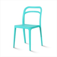 Chaise de salle à manger moderne simple empilable et écologique avec coussin de siège rembourré en polypropylène bleu foncé