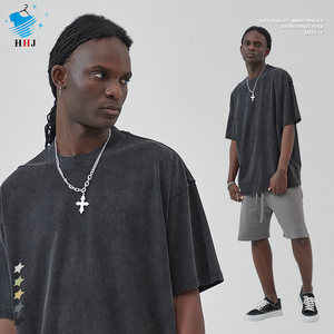 T-shirt da donna con maniche da uomo nuovo marchio di moda gilet pesante con acqua e stampa Batik personalizzabile con Logo allentato vecchio stile - Product Image 5