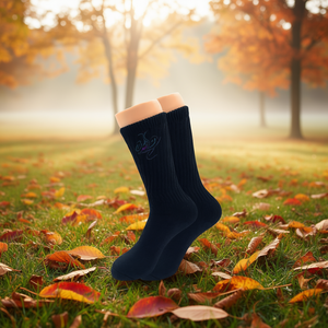 Chaussettes longues en coton pour femmes, mi-mollet, style classique, absorbantes, antibactériennes, avec motif brodé, pour l'automne, décontractées - Product Image 2