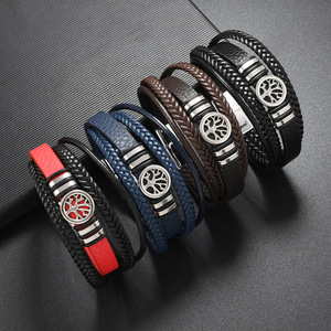 Châu Âu Mỹ người đàn ông của nhiều lớp bện da PU cây cuộc sống cho vòng đeo tay đa năng thời trang chuỗi hot-bán phụ kiện - Product Image 1
