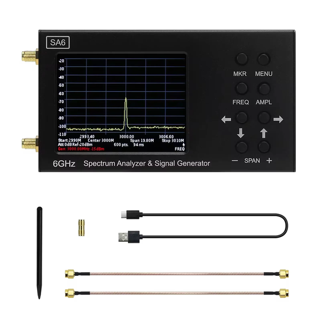 SA6 Aluminum Alloy Spectrum Analyzer 35-6200MHz 6GHz Signal Generator PC Software for Radio Signal Measurement Direction Compass