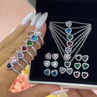 Hete Aanbieding Mode Ringen Zilver Goudkleurig Geïntegreerd Volledig Bezette Diamanten Multicolor Kubieke Zirkonia Hart Ringen voor Vrouwen Valentijn