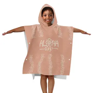 Private Custom Popular Children's Illustration Soft And Skin-Friendly Fashion Hawaii Lei Flower Children's Hooded Bath Towel