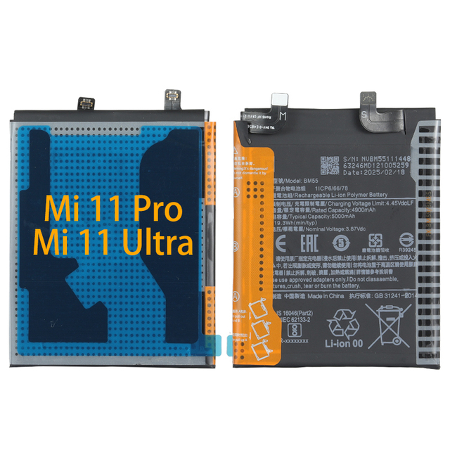 Factory OEM Rechargeable Li-ion Polymer Battery BM55 for Xiaomi 11 ULTRA 11 Pro 5000mAh 3.87V