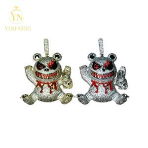 Colgante de Joyería Hip Hop VVS Moissanite de Plata 925 con Diseño de <span class=keywords><strong>Oso</strong></span> Mago Violento Iced Out para Hombre - Product Image 4