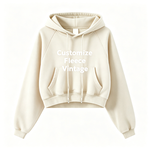 <span class=keywords><strong>Felpa</strong></span> Corta Invernale da Donna <span class=keywords><strong>con</strong></span> Cappuccio in Pile, Spessa e Vestibilità Ampia, Stile Retrò, Stampa Personalizzata, Lavaggio Acido, Ombelico Scoperto - Vendita all'Ingrosso - Product Image 2