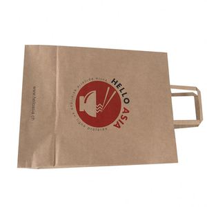 Wholesale Free <b>Design</b> Brown Kraft Paper Bag Custom logo <b>Printing</b> Food Paper Bag Flat Handle Shopping Gift Bag - Product Image 6