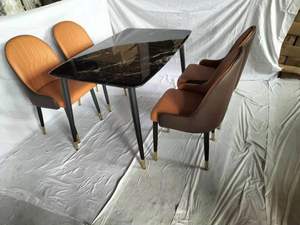 Juego de diseño de fabricación de mesa de comedor de 6 plazas con sillas mesa de mármol rectangular de lujo para restaurante - Product Image 5
