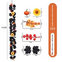 Lot de 2 guirlandes créatives d'Halloween en forme de citrouille et de feuilles d'érable, décoration de Thanksgiving pour la maison, les mariages, les cheminées et Noël