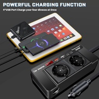 Inverter Mobil 24V ke 110V/220V 200W Port USB-C Adaptor Pemantik Rokok dengan Layar Tampilan dan Garansi 2 Tahun