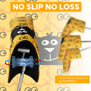 Funda de cuero para cabeza de palo de golf con bordado vibrante, diseño felino divertido, fundas para palos de golf con animales, funda para putter de fácil instalación. - Product Image 5