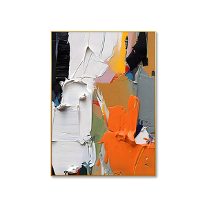 Tranh nghệ thuật trừu tượng khổ lớn, tranh sơn dầu có kết cấu dày, tranh vẽ bằng dao bả, chủ đề lá cây, tranh vải treo tường có khung, tranh phòng khách - Product Image 2