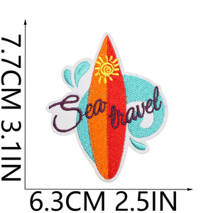 Fer sur <span class=keywords><strong>le</strong></span> temps de plage brodé étoile de mer crème glacée jus voilier mouette de mer conque Patch pour vêtements chapeau sac décoration - Product Image 2