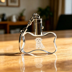 Wholesale LED Crystal Glass <b>Keychain</b> <b>Custom</b> 3d logo Octagon Crystal 7 Colors LED Lights <b>Keychain</b> with Gift Box - Product Image 2