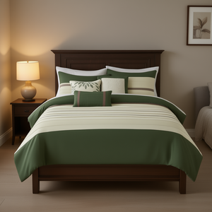 DB Comforter <b>Set</b> 7-Piece Microfiber <b>Stripes</b> Summer Breathable Home <b>Bedding</b> - Product Image 2