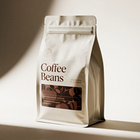 Pochette à fond plat à huit côtés avec logo de marque personnalisé avec fermeture à glissière solide pour les grains de café