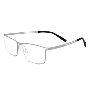 Occhiali da vista quadrati ottici personalizzati di alta qualità da uomo occhiali da vista scavati occhiali da vista in titanio anti luce blu