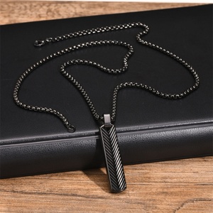 Collar de Cadena de Eslabones Rectangulares Tridimensionales de Acero Inoxidable, Simple y Grabable, Chapado en Platino, para Hombre, en Oferta - Product Image 2
