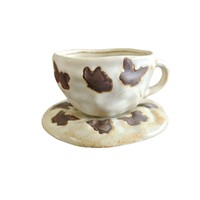 Ensemble tasse et soucoupe à café en céramique artisanale de style vintage, design floral, pour la maison, idéal pour le thé de l'après-midi