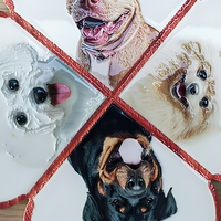 Sous-plat en céramique trèfle à quatre feuilles avec portrait de chien imprimé, dos en liège, résistant à la chaleur, personnalisable, pour décoration de table de cuisine