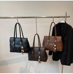 Bolso de Hombro de Alta Gama, Único, Tipo Bandolera, para Motocicleta, con Asa Superior, Estilo Retro, para Oficina, Tipo Francés, para Mujer - Product Image 2