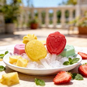 Reusable Food Grade <b>Silicone</b> Fruit-shaped Ice Cream Makers for Strawberries Pineapples Watermelons Cacti & Diamonds - Product Image 3