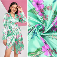 Tissu satiné en polyester lisse, luxueux, doux, brillant, uni, teint, effet soie 50D 75D 100D pour robe de soirée et robe de mariée