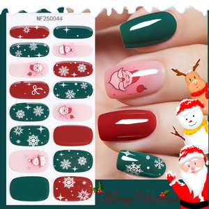 Nueva llegada Navidad Gel Nail Stickers Semicurado Diseño de dibujos animados UV Nail Wraps Suministro al por mayor Impermeable y de larga duración - Product Image 1