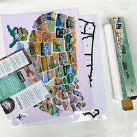 Pegatinas de mapa de fotos de EE. UU. de viaje de 50 Estados al por mayor con ilustraciones escénicas para remolque de viaje Camper