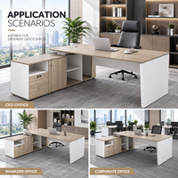 Bureau de direction moderne avec chaise, bureau informatique de direction, table de patron, table de bureau de manager, ensemble de mobilier de bureau en bois