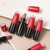 Rouge à lèvres de luxe solide et mat OEM ODM imperméable à l'eau tasse antiadhésive personnalisé en gros couleurs sombres mode rouge à lèvres de marque privée