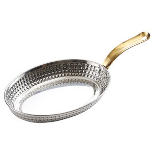 Stainless Steel Oval Serving Tray With Handle For Grilling Steak And Seafood Platter - Product Image 1