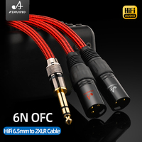 Câble audio Hifi 6,5 mm TRS vers double XLR mâle/femelle avec fiche audio en cuivre pur plaqué or pour mixeur, décodeur, amplificateur 6,5 XLR