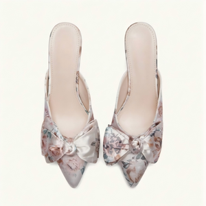 <span class=keywords><strong>Mules</strong></span> à enfiler en satin rose et <span class=keywords><strong>bleu</strong></span> à motif floral pour femme, à bout pointu et talon aiguille, avec nœud, tendance mode printemps, pour mariages et soirées - Product Image 3