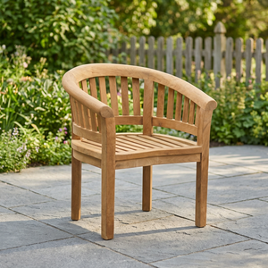 Teak Outdoor Dining <b>Armchair</b> Modern Solid Wood Frame Durable Furniture <b>for</b> Patio Kitchen & Park Use - Product Image 1