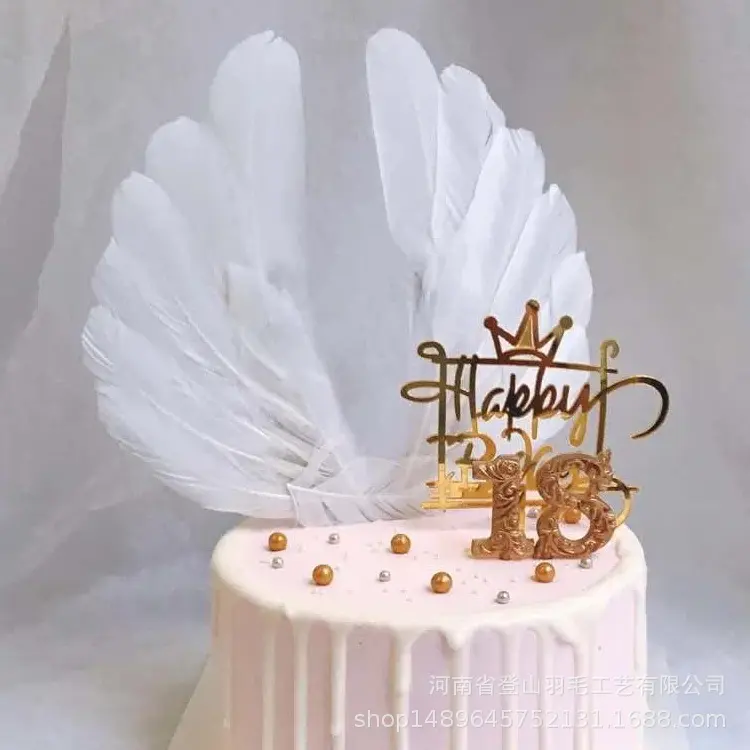 Décoration de gâteau avec ange à ailes blanches pour fête prénatale, accessoires de décoration de gâteau d'anniversaire