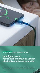3A apagado automático inteligente Cable USB tipo C Indicador LED Transferencia de datos de carga rápida 1,5 m de longitud para uso en teléfonos móviles - Product Image 5