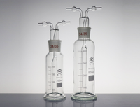 Bouteille de lavage de gaz conique de haute qualité en verre borosilicate, vente en gros pour usage en laboratoire