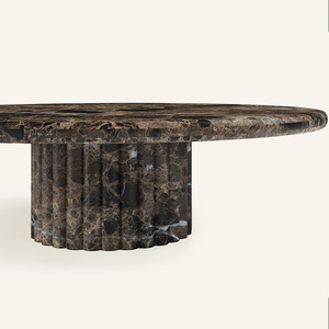 Kumusi Modern Round Volakas <strong>White</strong> Marble Coffee <strong>Table</strong> Living Room Luxury Natural Customized Dark Emperador <strong>Side</strong> <strong>Table</strong> - Product Image 2