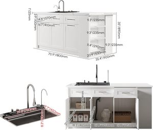 Îlot de cuisine personnalisé de 71 pouces avec rangement et sièges, <span class=keywords><strong>comptoir</strong></span> moderne autoportant <span class=keywords><strong>pour</strong></span> salle à manger - Product Image 4