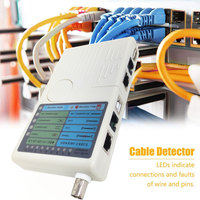 LAN Coaxial Batería Fuente de alimentación Cables Rastreador Detector Remoto RJ11 RJ45 USB BNC 4 en 1 Probador de cable de red