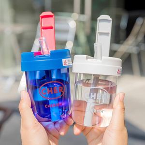 Nouvelle Bouteille d'Eau en Plastique Mignonne et Compacte de 300 ml, Sans BPA, avec Paille et Logo, Idéale pour le Bureau et l'Hydratation – Offre Spéciale - Product Image 3