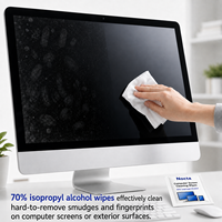 Lingettes nettoyantes pour écran à 70 % d'alcool isopropylique, emballées individuellement, non tissées, jetables, pour éliminer les traces de doigts sur les ordinateurs portables