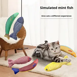 Keten kedi oyuncak simülasyon çuval bezi Catnip balık yavru diş çıkarma eğitim sopa için kendini zevk ve sıkıntı kabartma Pet oyuncak - Product Image 1