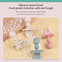 Cuillère en silicone pour bébé, tête ovale, sans BPA, qualité alimentaire, non toxique, motif de dessin animé, couleur personnalisée pour les repas des nourrissons et des enfants