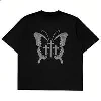 Transfert thermocollant en strass motif papillon chrétien pour T-shirt, vente en gros usine