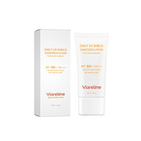 Viareline BRIGHTENING SKIN DAILY UV SHIELD SUNSCREEN LOTION untuk WAJAH & TUBUH SPF 50+ PA++++ SPECTRUM LUAS TANPA WARNA PUTIH