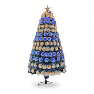 Artificial Christmas Tree 150cm 170T Blue Led Lights Warm Glow Indoor Pine Tree With Star Topper Standing Base - Product Image 1
