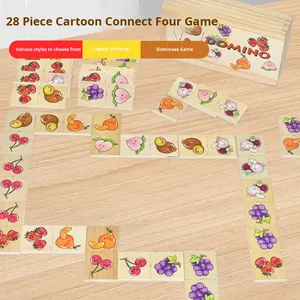 28-Pieces Animal Fruits Puzzle Kindergarten Shape Domino Set Early Educational Teaching Wooden Toys for Kids Boys Girls - Product Image 4