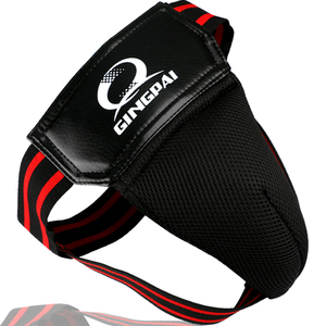 GINGPAI rosso nero adulto maschio MMA sospensorio Sanda Taekwondo Kick Boxing maglia traspirante ingegneria plastica protezione protezione - Product Image 1
